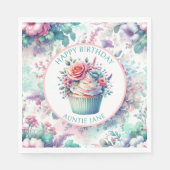 Roze en Blauwgroen Shabby Chic Bloemen Party Servet (Voorkant)