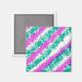 Roze en Blauwgroen Splatter verhit Magneet (Voorkant / Achterkant)