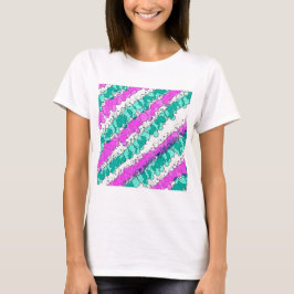 Roze en Blauwgroen Splatter verhit T-shirt