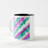 Roze en Blauwgroen Splatter verhit Tweekleurige Koffiemok (Voorkant links)