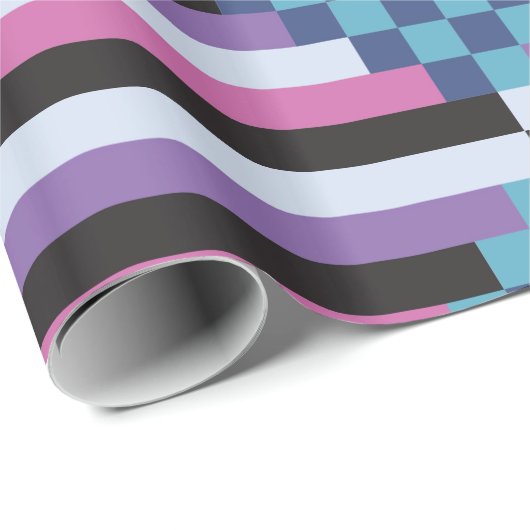 Roze en Blauwgroen tegels uit de jaren tachtig Cadeaupapier (Rol Hoek)