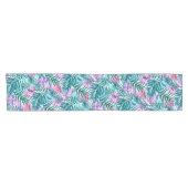 Roze en Blauwgroen tropische palmen en zwarte blad Korte Tafelloper (Horizontaal)