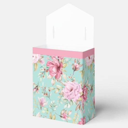 Roze en Blauwgroen tuinbouwproducten Bedankdoosjes (Geopend)