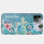 Roze en blauwgroen waterverf op maat Case-Mate iPhone case (Achterkant (horizontaal))