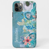 Roze en blauwgroen waterverf op maat Case-Mate iPhone case (Achterkant)