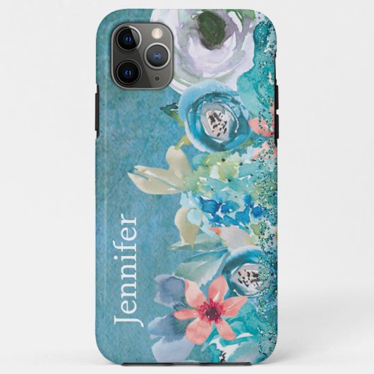 Roze en blauwgroen waterverf op maat Case-Mate iPhone case (Achterkant)