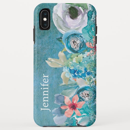 Roze en blauwgroen waterverf op maat Case-Mate iPhone case (Achterkant)