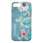 Roze en blauwgroen waterverf op maat Case-Mate iPhone case (Achterkant)