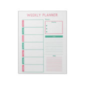 Roze en Blauwgroen Weekplanner Notitieblok (Linkerzijde)