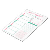 Roze en Blauwgroen Weekplanner Notitieblok (Schuin)
