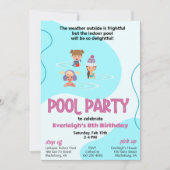 Roze en Blauwgroen Winter Pool Party Invitation Kaart (Voorkant)