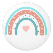 Roze en Blauwgroen witte regenboog Keramische Knop (Voorkant)