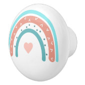Roze en Blauwgroen witte regenboog Keramische Knop (Rechts)