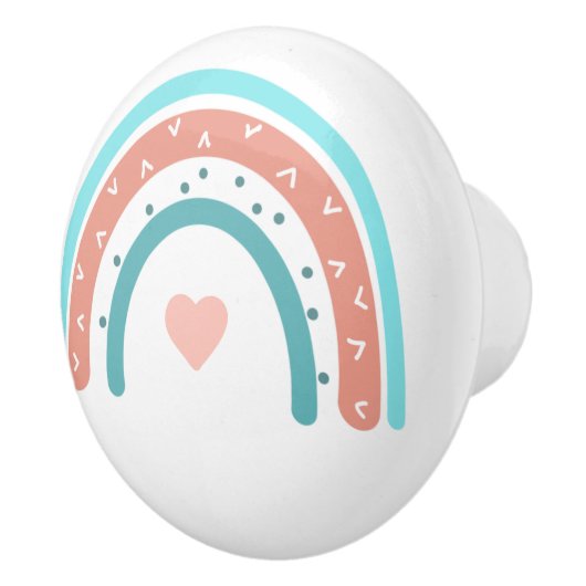 Roze en Blauwgroen witte regenboog Keramische Knop (Rechts)