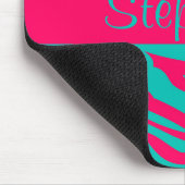 Roze en Blauwgroen Zebra Aangepaste Muismat (Hoek)