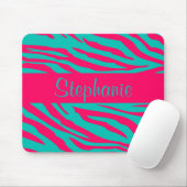 Roze en Blauwgroen Zebra Aangepaste Muismat (Met muis)