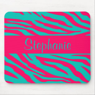 Roze en Blauwgroen Zebra Aangepaste Muismat