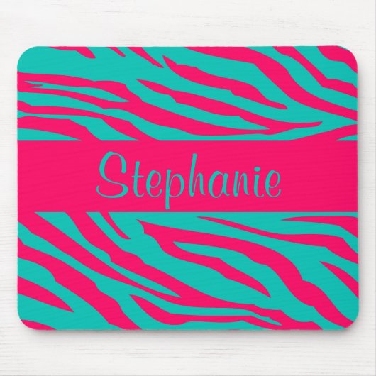 Roze en Blauwgroen Zebra Aangepaste Muismat (Voorkant)