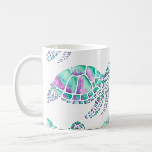 Roze en Blauwgroen Zee Mok schildpad (Links)