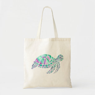 Roze en Blauwgroen Zee Tote Bag
