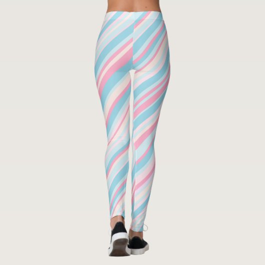 Roze en Bleek blauw Snoep Striped Leggings (Achterkant)