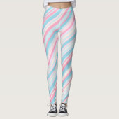 Roze en Bleek blauw Snoep Striped Leggings (Voorkant)