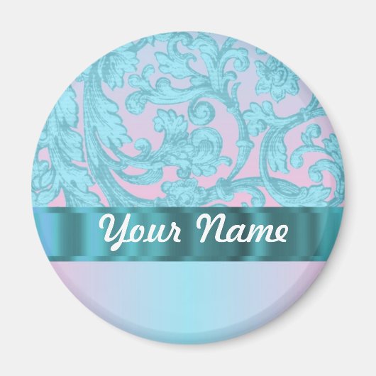 Roze en bleke blauwe dampvlek magneet (Voorkant)