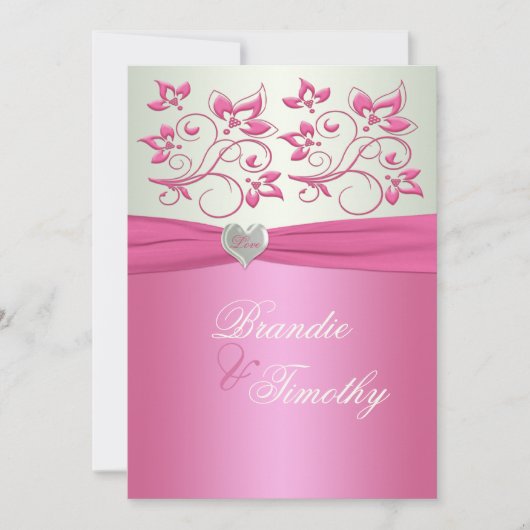 Roze en Bleke Groene Floral II Weddenschap Kaart (Voorkant)