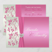 Roze en Bleke groene Floral Wedding Kaart (Voorkant / Achterkant)