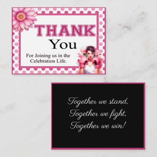 Roze en  Bloemen Borstkanker Notitiekaartje (Voorkant / Achterkant)