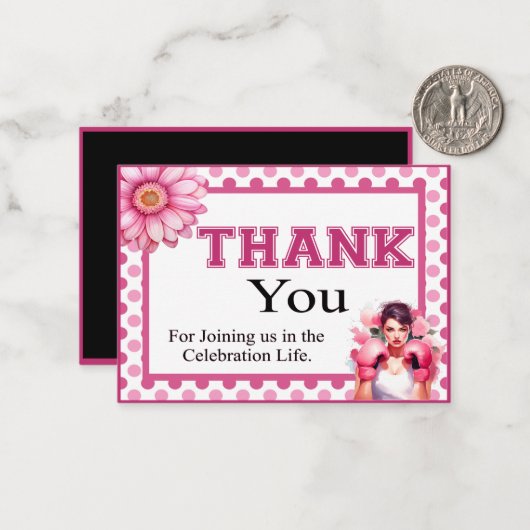 Roze en  Bloemen Borstkanker Notitiekaartje (Voorkant / Achterkant in situ)