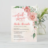 Roze en bloemen virtuele douche kaart (Staand voorkant)