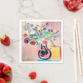 Roze en  bloemencocktailservetten servet (Insitu)