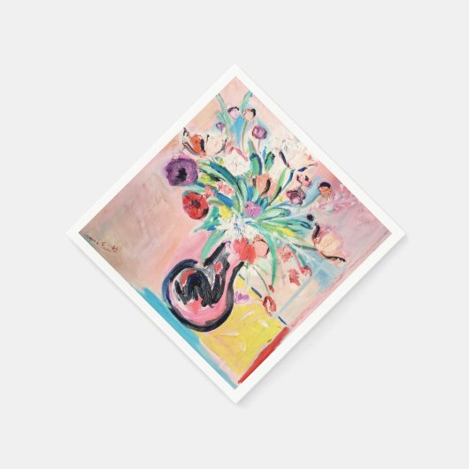 Roze en bloemencocktailservetten servet (Hoek)