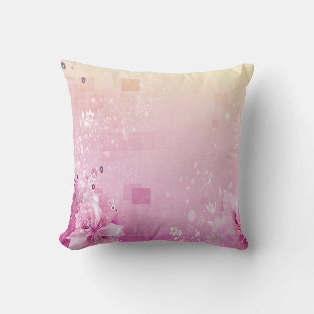 Roze en bloemenkussen kussen (Voorkant)