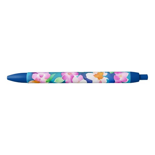 Roze en bloemenpatroon zwarte inkt pen (Voorkant)