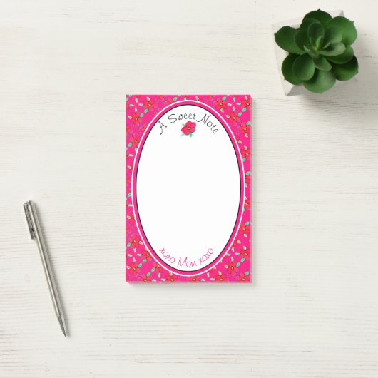 Roze en bloemig post-it® notes (Kantoor)