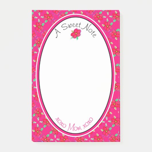 Roze en bloemig post-it® notes (Voorkant)