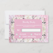 Roze en bloemige RSVP & Respons Kaart (Voorkant)