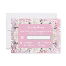 Roze en bloemige RSVP & Respons Kaart
