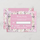 Roze en bloemige RSVP & Respons Kaart (Voorkant / Achterkant)