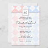 Roze en Blue Argyle Baby shower met tweelingen Kaart (Voorkant)