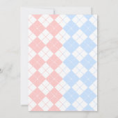 Roze en Blue Argyle Baby shower met tweelingen Kaart (Achterkant)