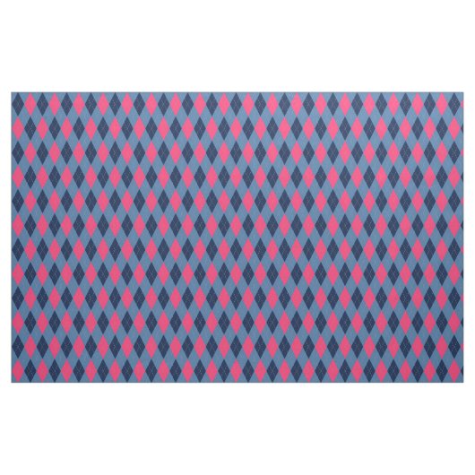 Roze en Blue Argyle Pattern Stof (Yard (91,4 cm))
