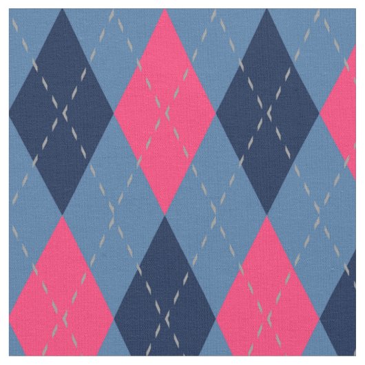 Roze en Blue Argyle Pattern Stof (Close Up)