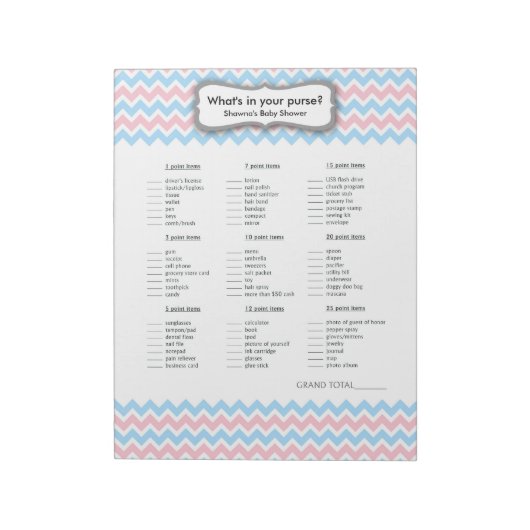 Roze en Blue Baby shower Game - paardenspel Notitieblok (Linkerzijde)