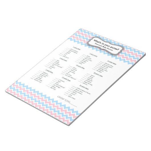 Roze en Blue Baby shower Game - paardenspel Notitieblok (Schuin)