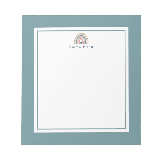 Roze en Blue Boho Rainbow-naam Notitieblok (Voorkant)