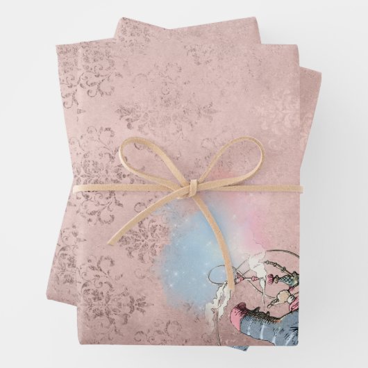 Roze en Blue Caterstone Alice in Wonderland Inpakpapier Vel (In situ)