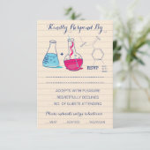 Roze en Blue Chemistry Wedding Response Cards RSVP Kaartje (Staand voorkant)